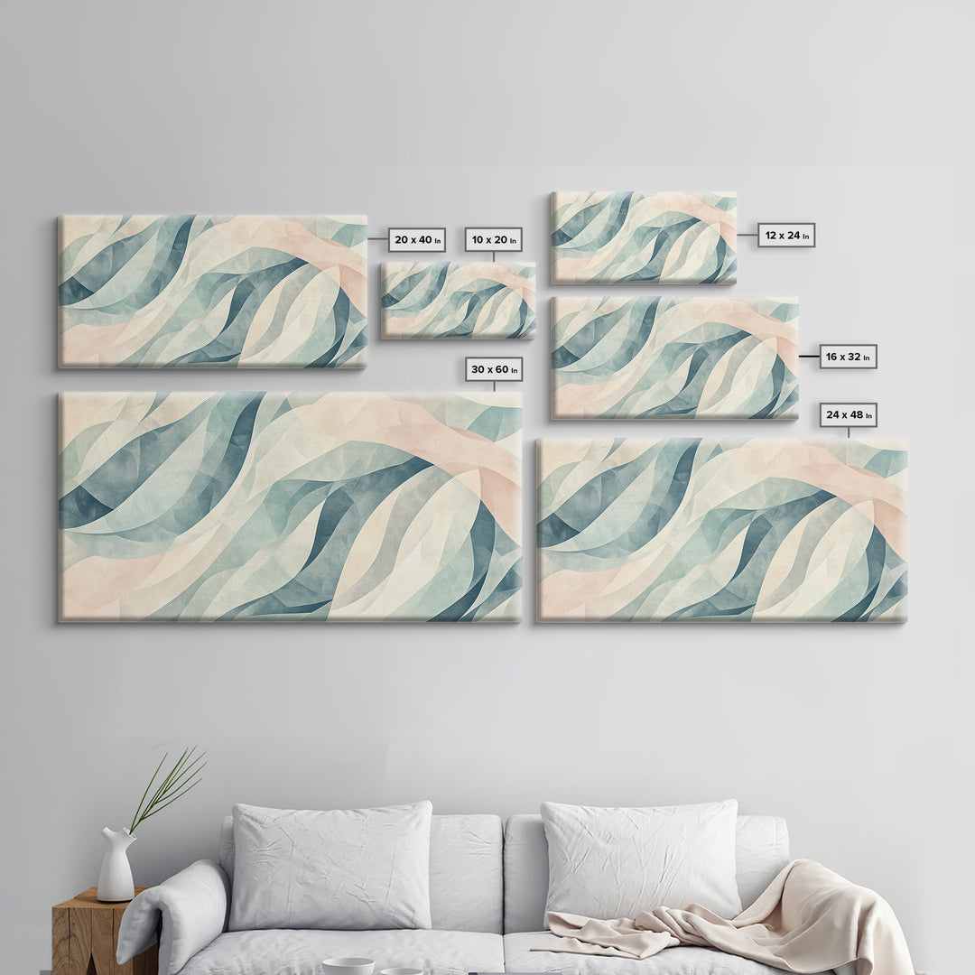 Pastel Abstract Canvas Print, Retro Kids Room Decor, Large Modern Art, Line Art Print
