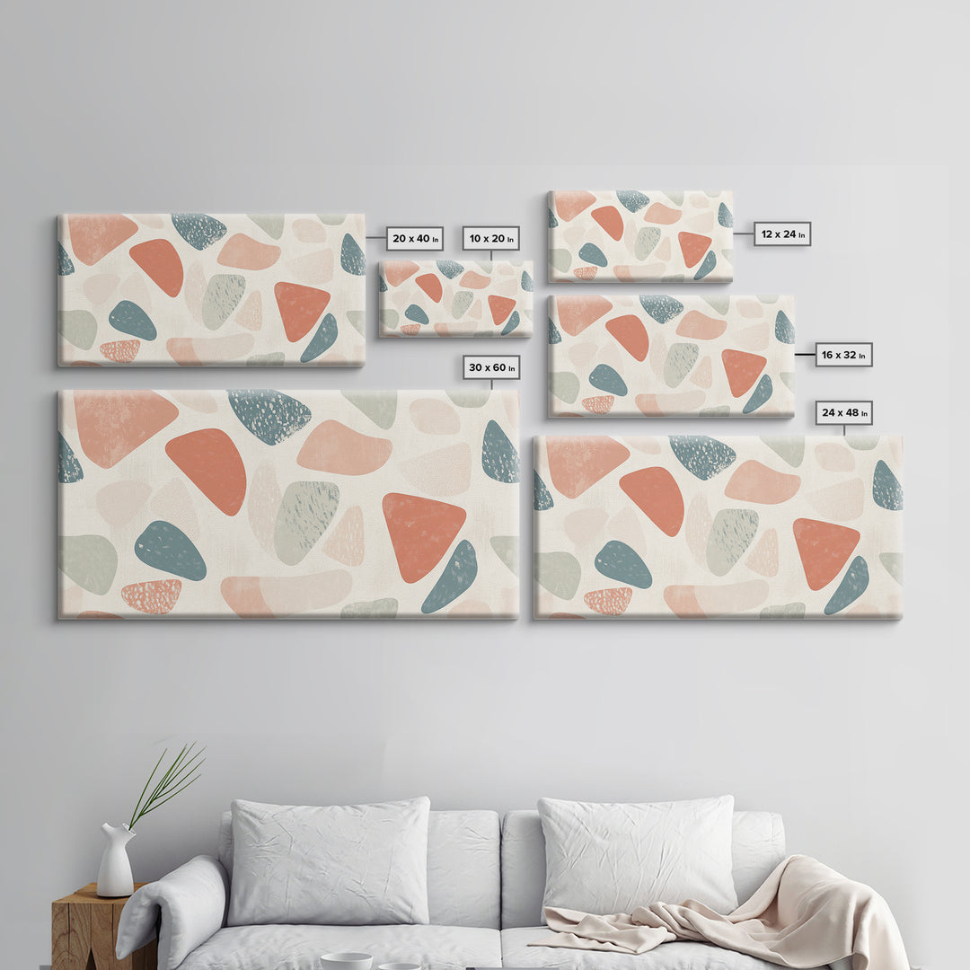 Abstract Shapes Geometric Wall Art Canvas Print, MCM Style Home Decor, Above Sofa Art Home Decor