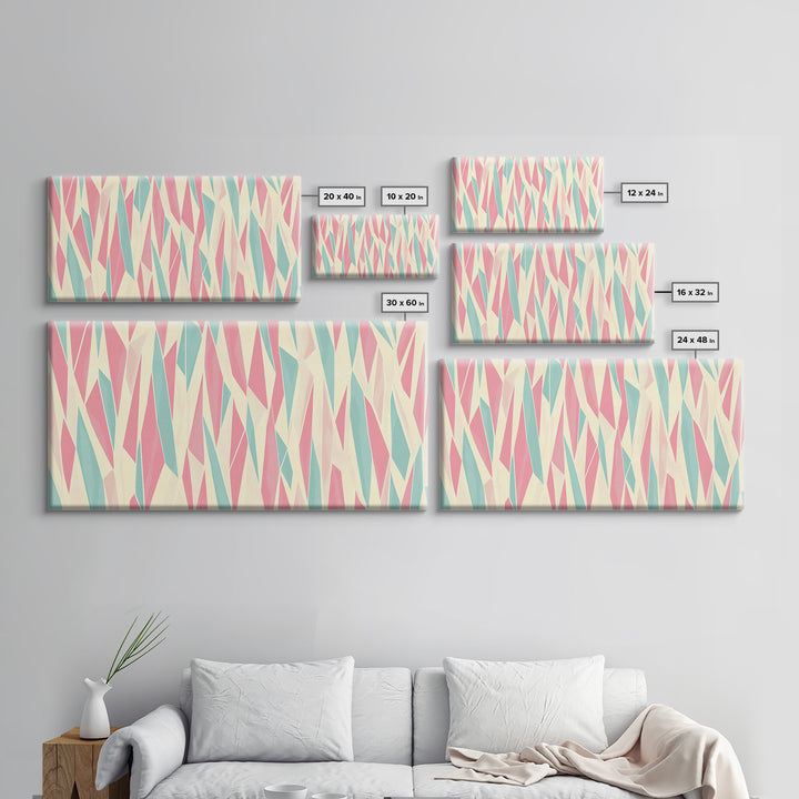 Pastel Mid-Century Modern Art - Retro Geometric Wall Art - Framed Canvas Print - Modern Abstract Painting - Bold Bright Colors