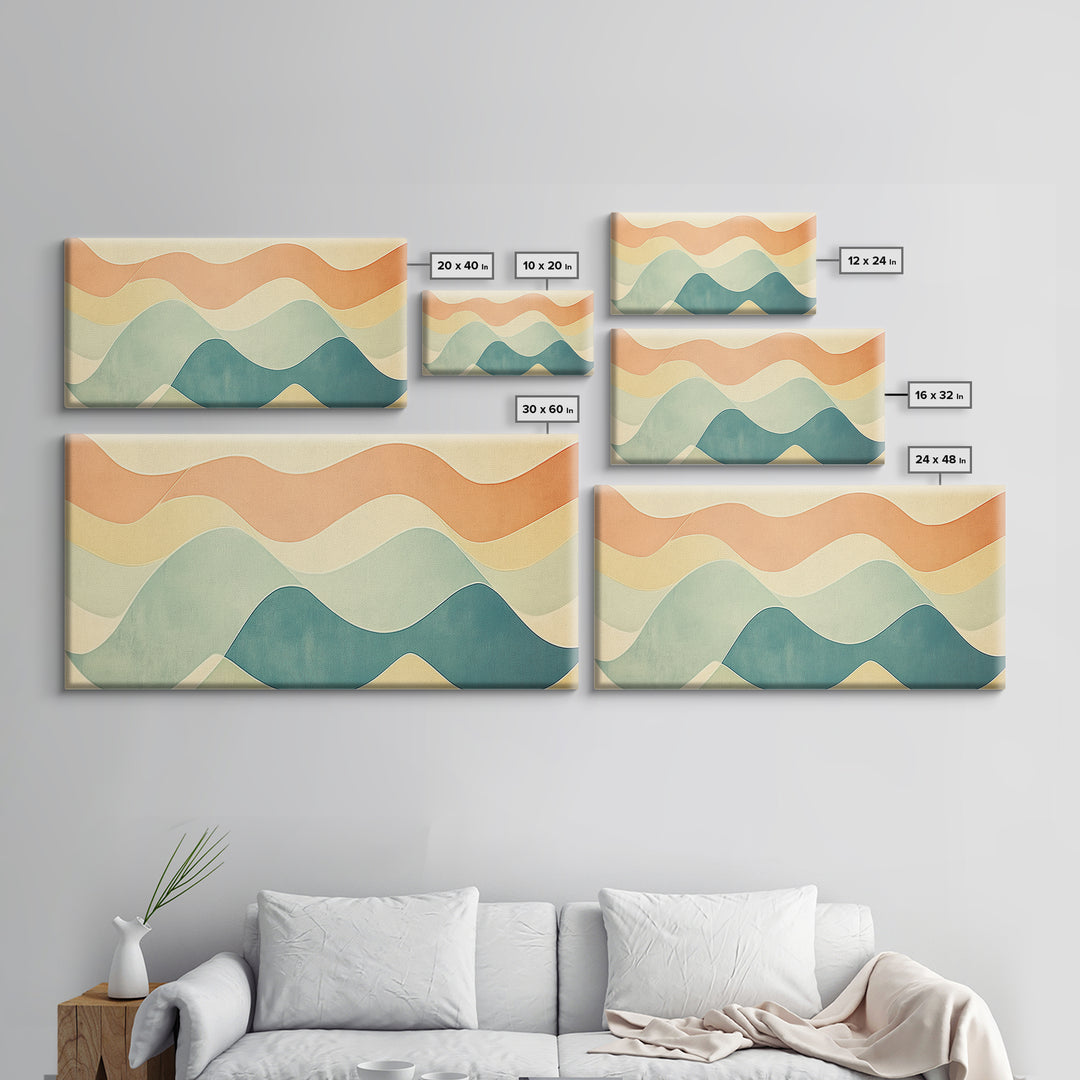 Pastel Abstract Aerial Geometric Giclee Art Print, Large Mid Century Modern Wall Art, Minimalist Decor For Living Room Above SOfa
