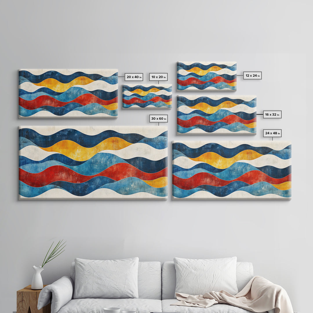 Boho Mid Century Modern Wall Art Canvas Print, Wood Frame Wall Art, Geometric Wall Art, Minimalist Wall Art, Housewarming Gift Idea