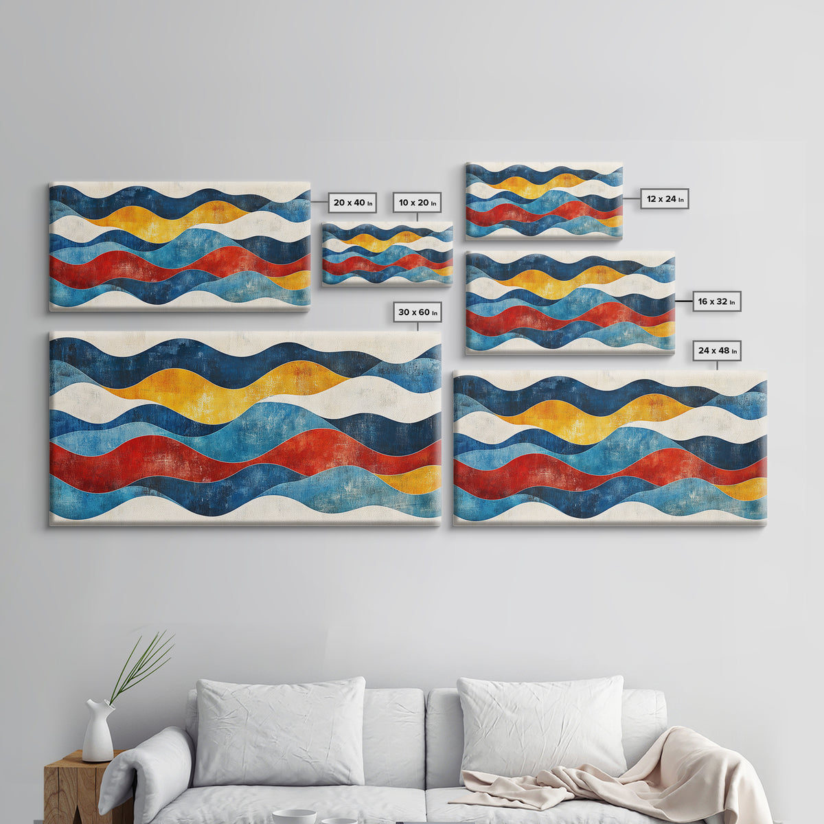 Boho Mid Century Modern Wall Art Canvas Print, Wood Frame Wall Art, Geometric Wall Art, Minimalist Wall Art, Housewarming Gift Idea