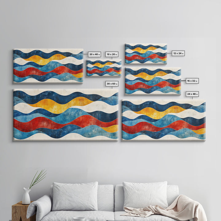 Boho Mid Century Modern Wall Art Canvas Print, Wood Frame Wall Art, Geometric Wall Art, Minimalist Wall Art, Housewarming Gift Idea