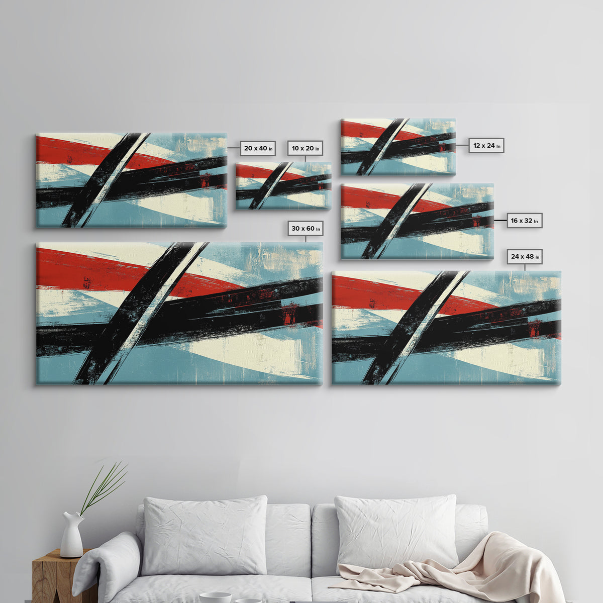 Brush Strokes - Canvas Print - Midcentury Modern Wall Art - Wood Framed Art - Home Decor