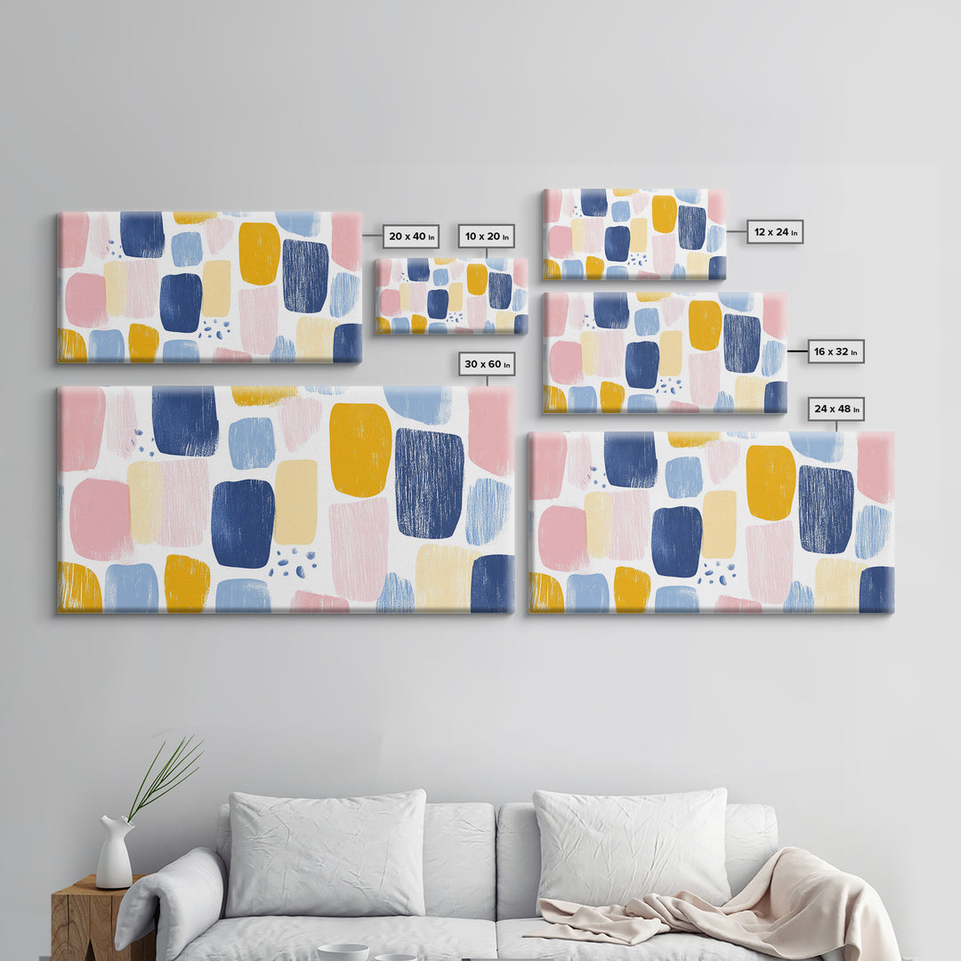 Abstract Painting Print, Wood Framed Wall Art, Preppy Decor, Girl's Dorm Room Wall Art, Apartment Decor