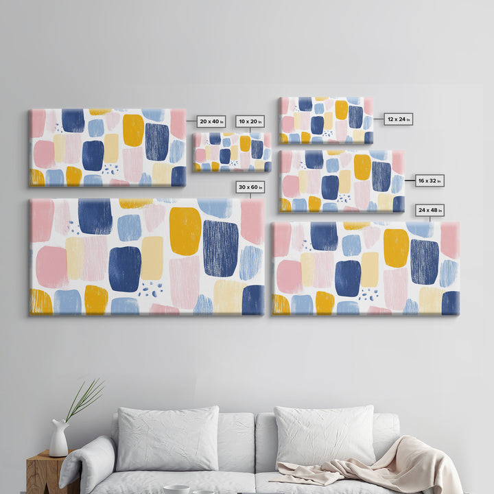 Abstract Painting Print, Wood Framed Wall Art, Preppy Decor, Girl's Dorm Room Wall Art, Apartment Decor