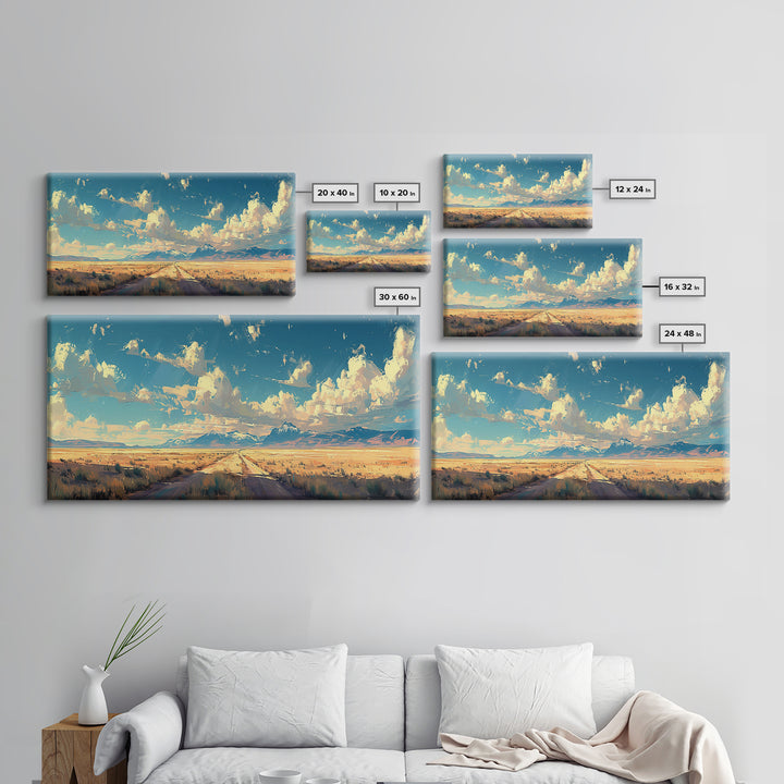 Country Roads Oil Painting Canvas Print, Wood Framed Wall Art, Home Decor, Southwestern Rustic Wall Art, Boho Home Decor