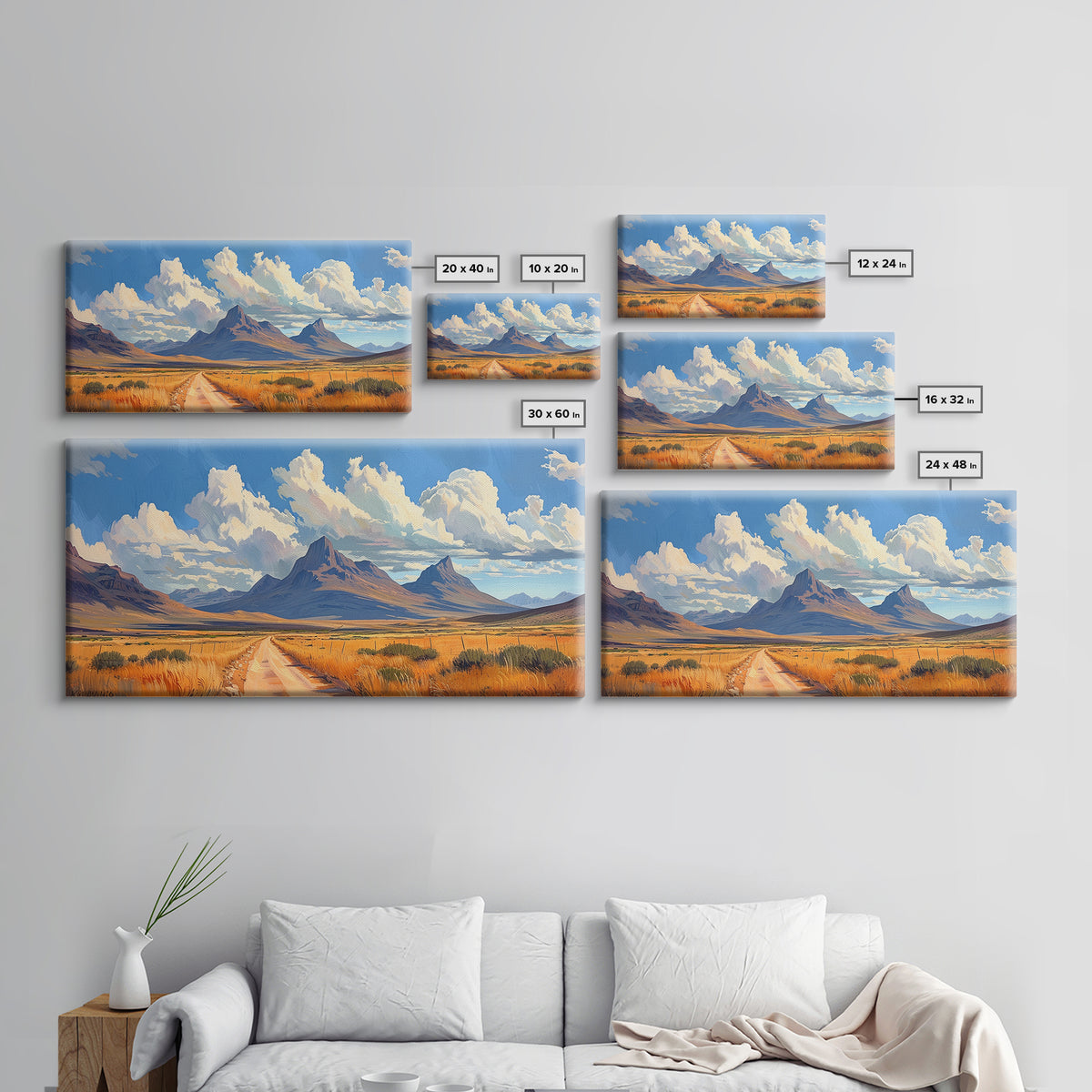 Desert Dirt Roads Framed Canvas Wall Art, Beautiful Arizona Day, Desaturated Wall Art, Rustic Farmhouse Decor, Southwestern Pueblo Art