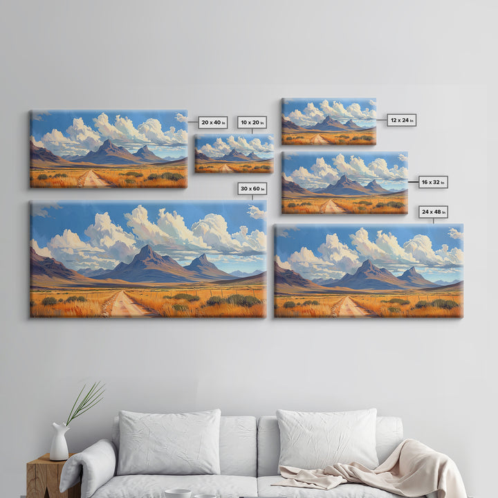 Desert Dirt Roads Framed Canvas Wall Art, Beautiful Arizona Day, Desaturated Wall Art, Rustic Farmhouse Decor, Southwestern Pueblo Art