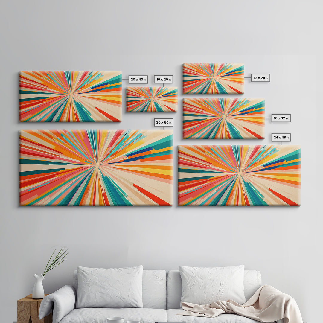 Beautiful Art Deco Sun Burst Wall Art Canvas Print, Unique Wall Decor, ready to hang framed wall art, living room decor