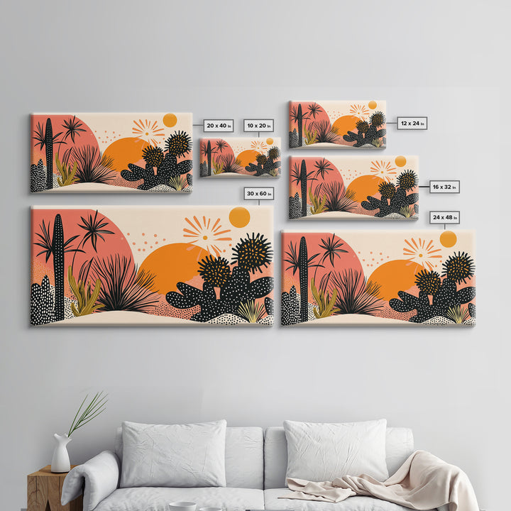 Trendy Desert Abstract Painting Print, Wood Framed Wall Art, Sagauro Cactus Wall Art, Pueblo Abstract Home Decor, Southwestern Art