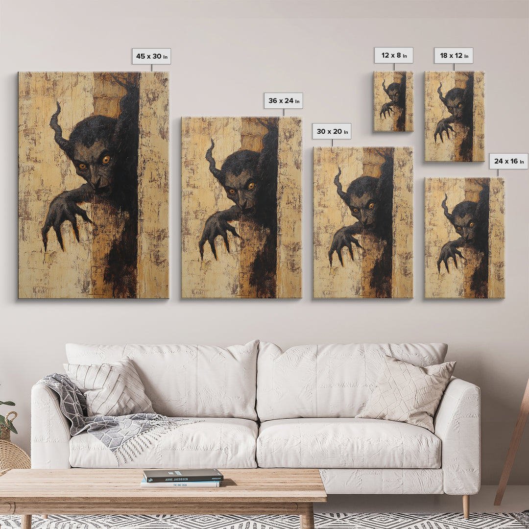 Demon Painting Print, Dark Macabre Wall Art, Original Satyr Painting, Witchy Decor, Wall Art For Witches, Witch Familiar Painting