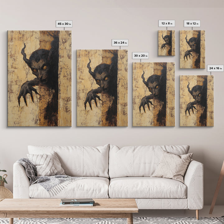 Demon Painting Print, Dark Macabre Wall Art, Original Satyr Painting, Witchy Decor, Wall Art For Witches, Witch Familiar Painting