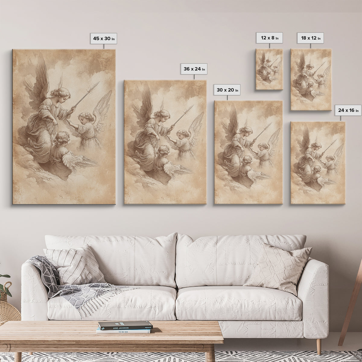 Angelic Painting Print, Framed Canvas Print, Angelic Wall Art, Abstract Angel Artwork, Personalized Gifts, Guardian Angels