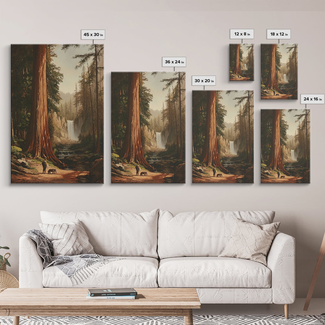 California Wall Art Framed Canvas Print, Redwood Trees, Fantasy Decor