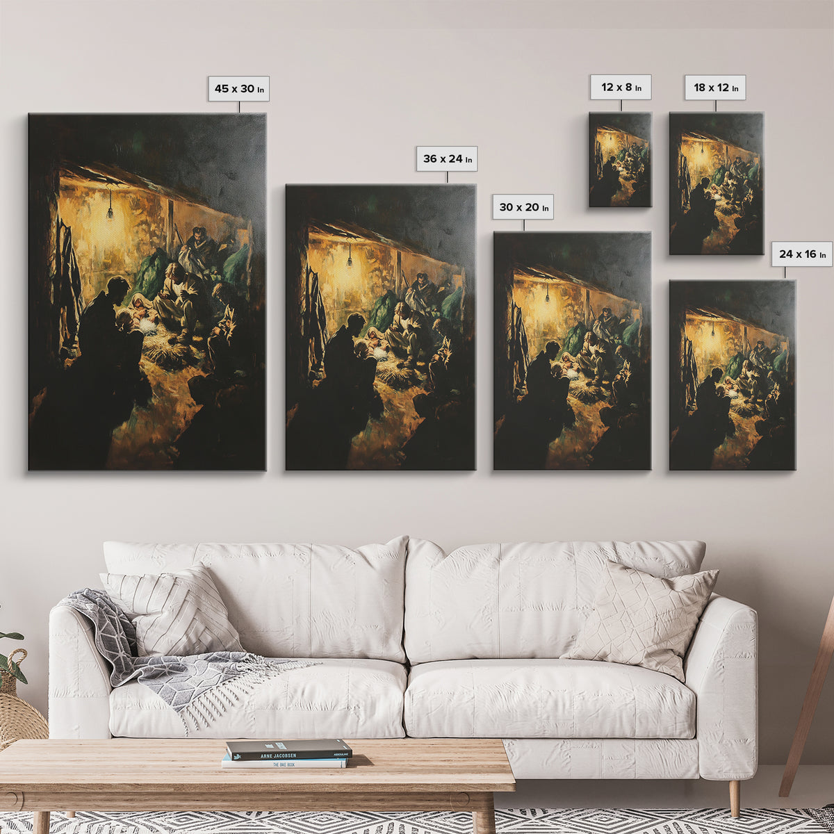 Nativity Art Print, Framed Canvas Print, Nativity Painting, Christmas Decor, Christmas Wall Art, Rustic Christmas Art, Farmhouse Christmas Decor