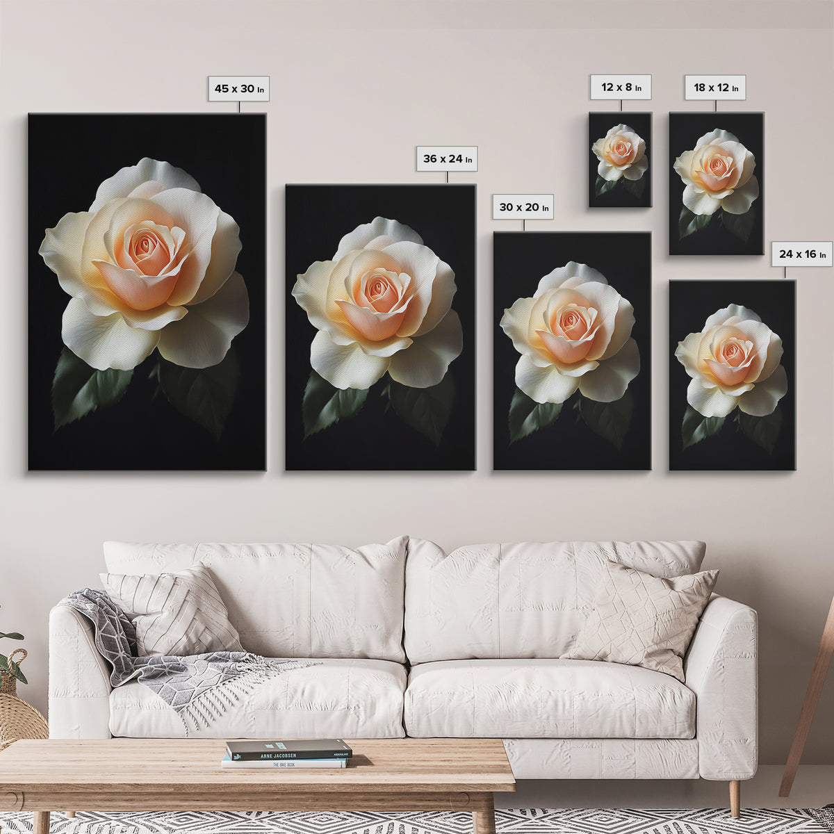 A white Rose Canvas Print, Floral Print, Floral Decor, Flower Painting, Rose Wall Art, Rose Painting, Cute Preppy Home Decor, French Country Art