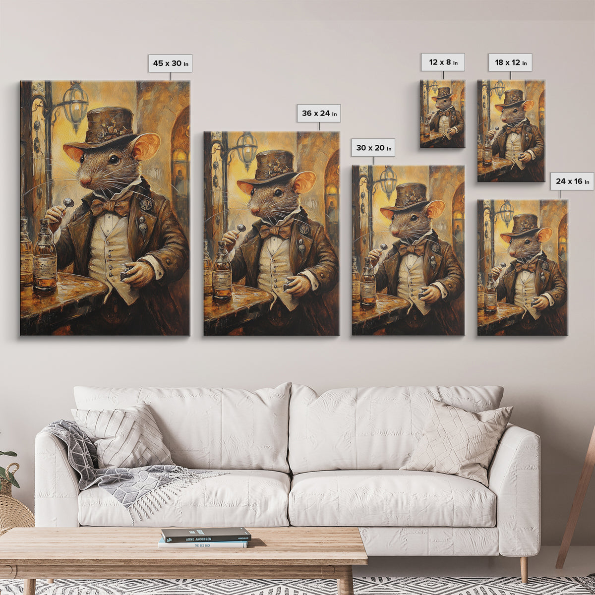 Dapper Rat Gentleman Canvas Print, Wood Framed Wall Art, Rat Painting, Rat Decor, Rat Lover Gift Idea