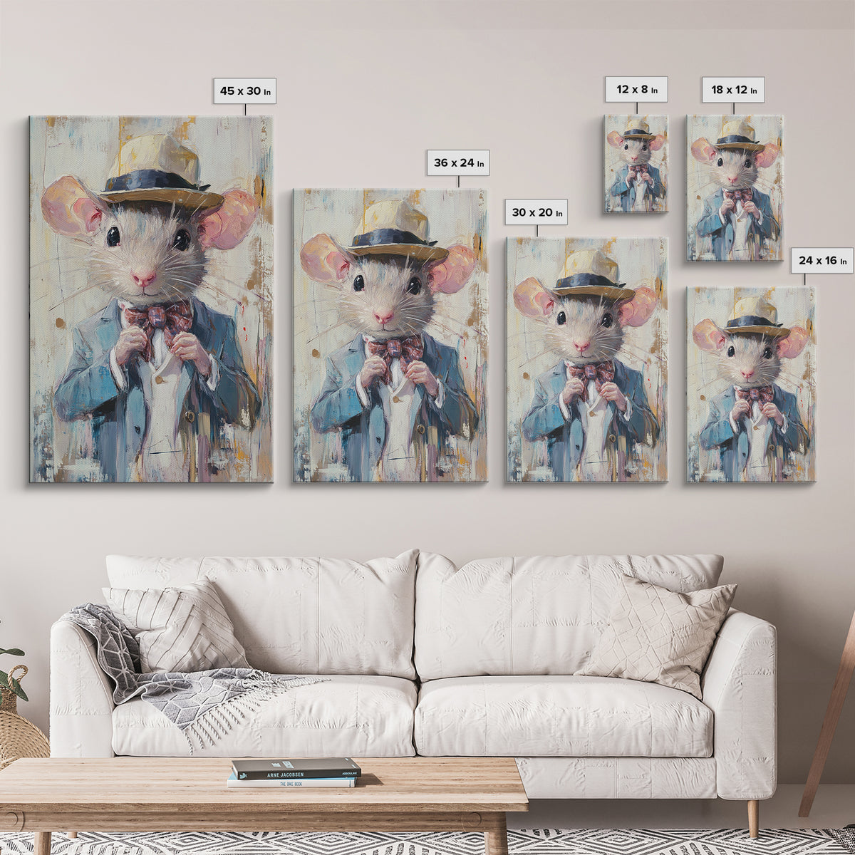 Dapper Rat Gentleman Canvas Print, Pet Rat Prints, Vintage Rat Art, Dressed Pets, Animals in Clothes, Pet in Costume Wall Art