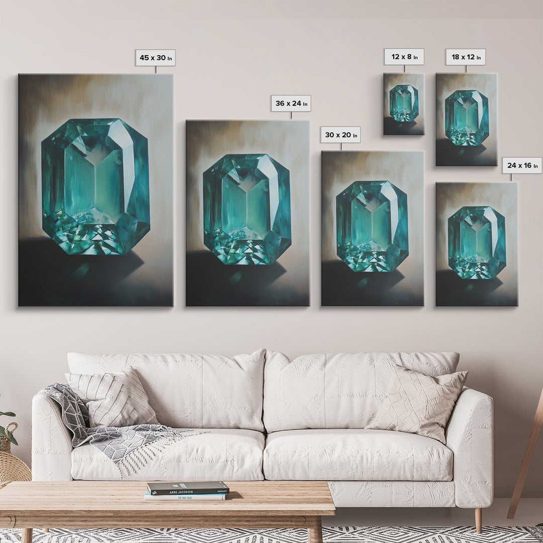 Watercolor Painting Print of an Emerald, Genstones Painting, Gemstone Painting, Emerald Wall Art, Emerald Green Home Decor, Kitsch Art