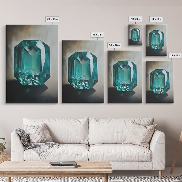 Watercolor Painting Print of an Emerald, Genstones Painting, Gemstone Painting, Emerald Wall Art, Emerald Green Home Decor, Kitsch Art