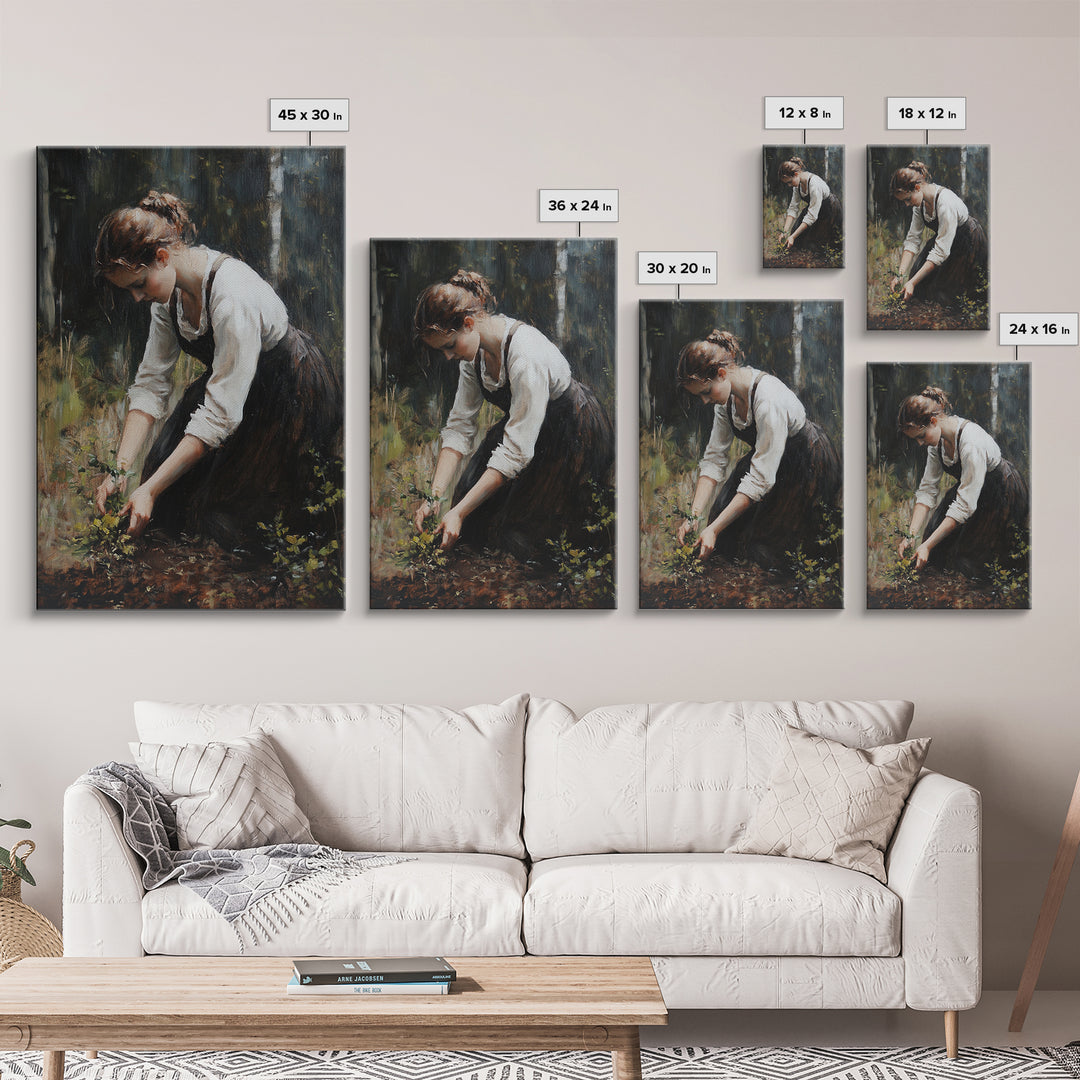 The Woman in The Garden Painting Print, Coquette Style Wall Art, Vintage Garden Print, Canvas Print, Canvas Wall Art, Abstract Whimsical Wall Art