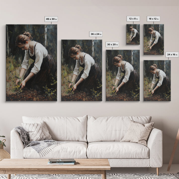 The Woman in The Garden Painting Print, Coquette Style Wall Art, Vintage Garden Print, Canvas Print, Canvas Wall Art, Abstract Whimsical Wall Art