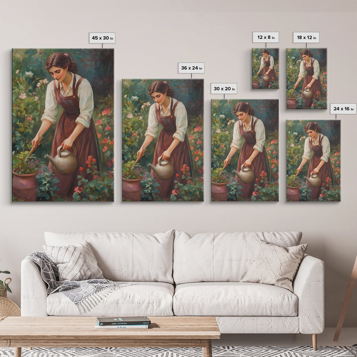 Canvas Art Print - In The Garden - Woman In Garden Painting Wall Art Print - Extra Large Art - Gardening Wall Art - Gardening Gift Idea
