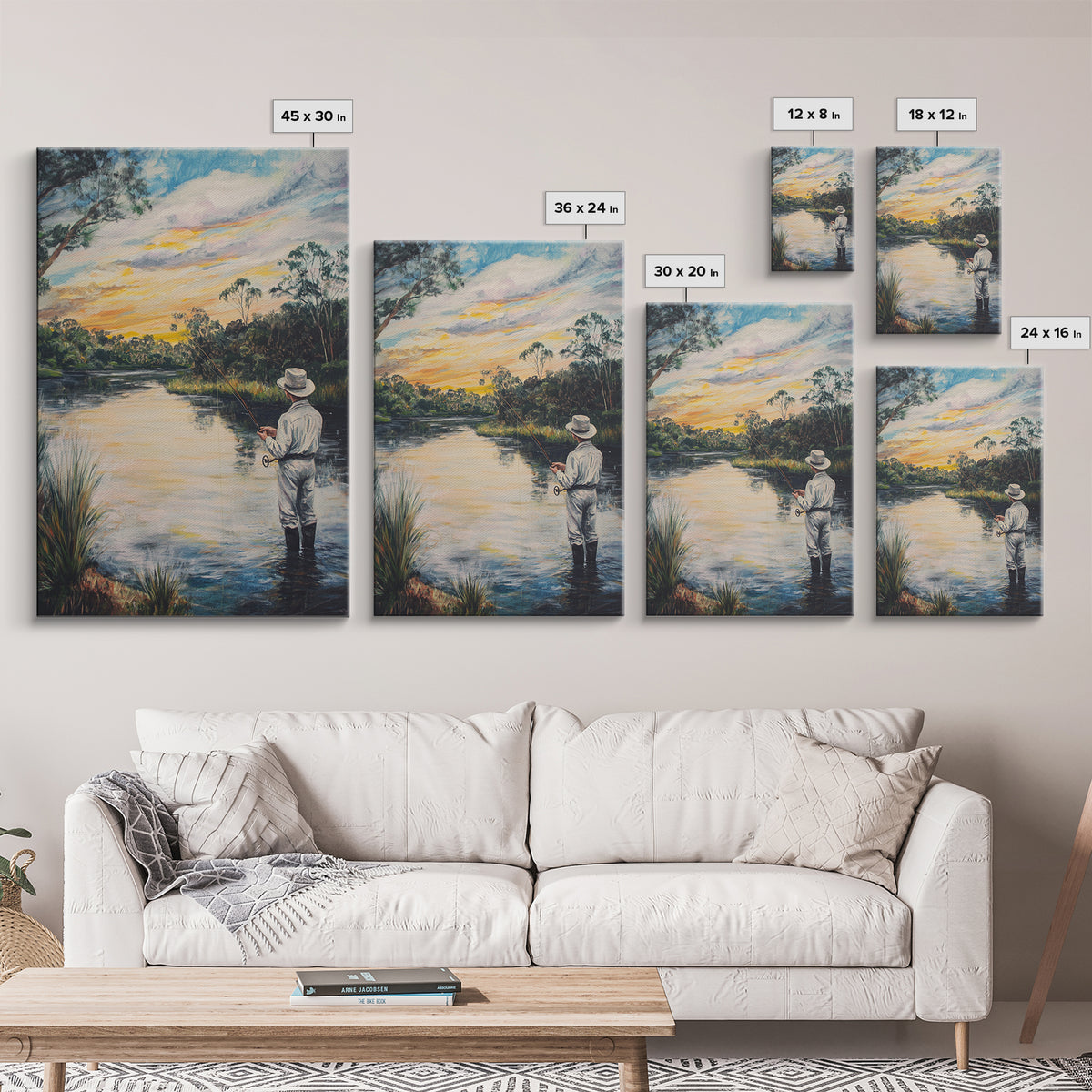 Fly Fishing Wall Art - Framed Canvas Print - Fly Fishing Painting, Fly Fishing Art, Gift Idea for Fisher, Fishing Gift Idea