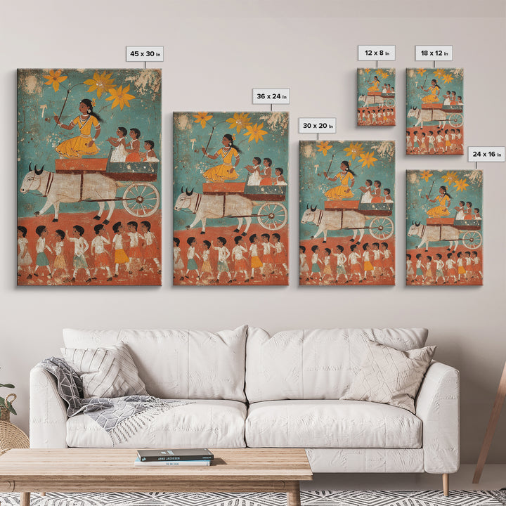 19th Century Folk Art Canvas Print, Rustic Home Decor, Chicano Wall Art, Rustic Farmhouse Painting, Minimalist Decor