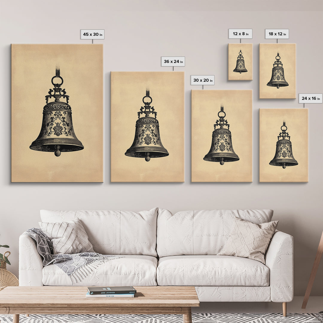 Christmas Bell Painting Print - Wood Framed Wall Art - Christmas Decor - Boho Christmas - Minimalist Christmas