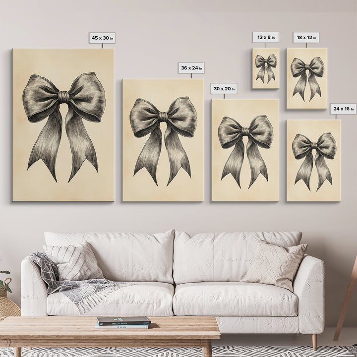 Boho Christmas Bow Canvas Print - Framed Canvas - Minimalist Christmas Art - Boho Christmas Art - Rustic Christmas Art