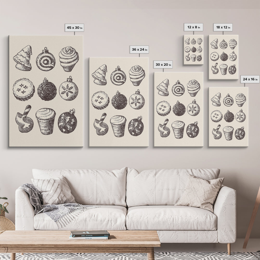 Rustic Boho Christmas Cookies Canvas Print - Framed Canvas - Minimalist Christmas Art - Boho Christmas Art - Rustic Christmas Art