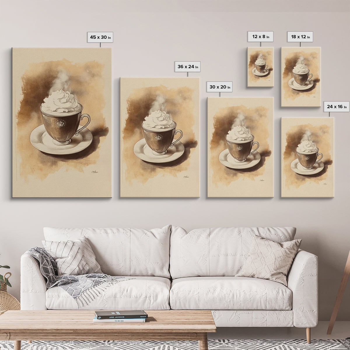 Christmas Coffee Canvas Print - Framed Canvas - Minimalist Christmas Art - Boho Christmas Art - Rustic Christmas Art