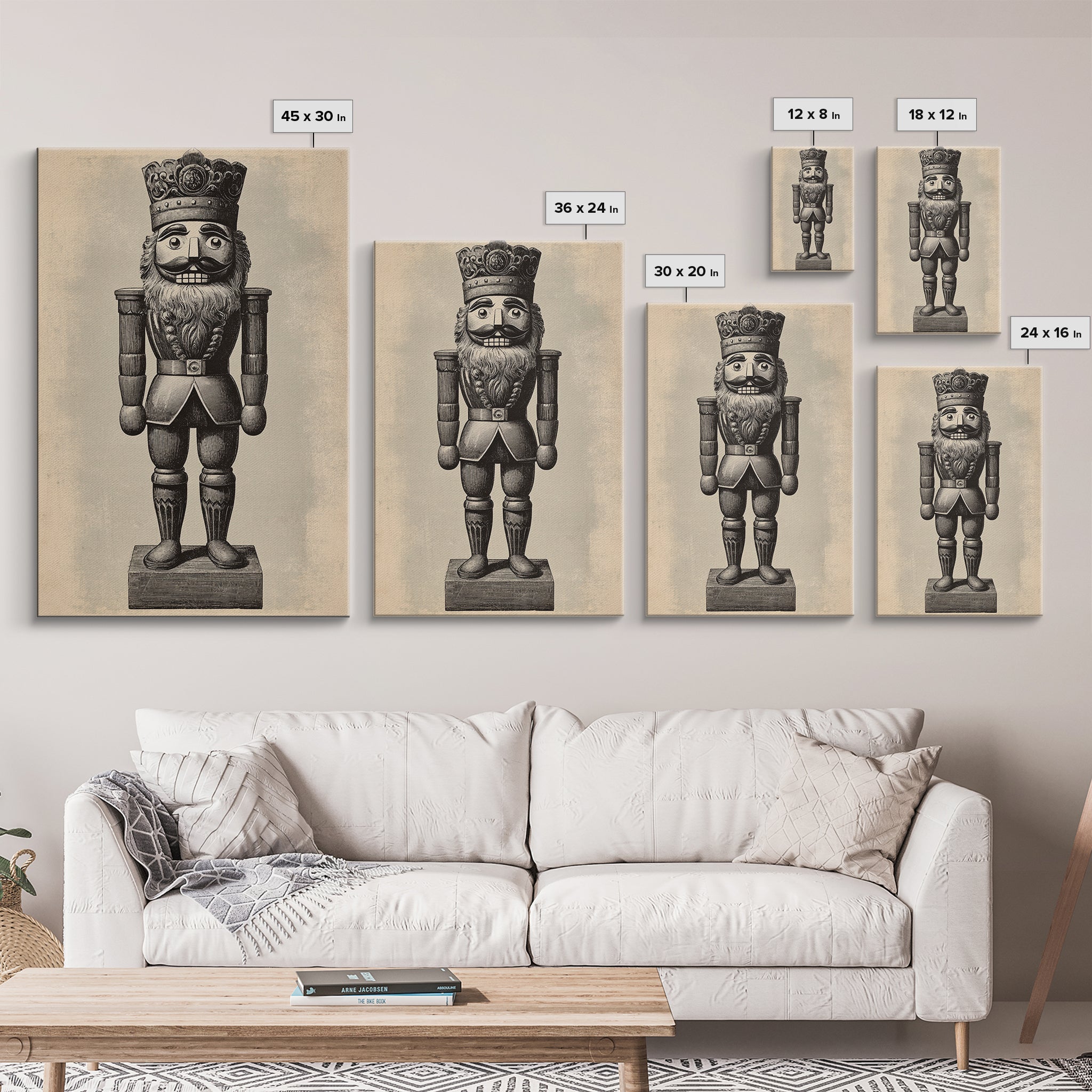Vintage Nutcracker Canvas Print - Framed Canvas - Minimalist Christmas Art - Boho Christmas Art - Rustic Christmas Art