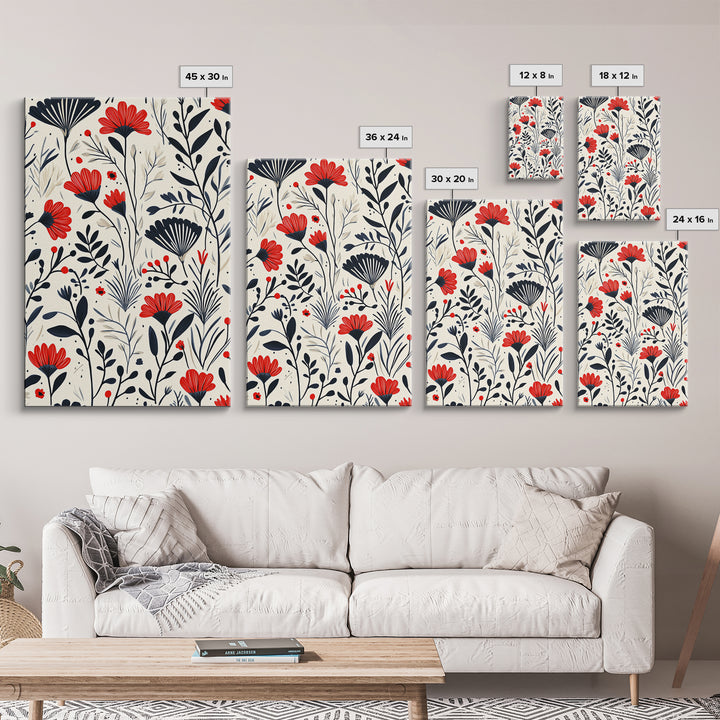 Botanical / Floral Print Wall Art Framed Canvas Print Midcentury Modern Wall Art Home Decor Boho Minimalist Ready To Hang Large Art