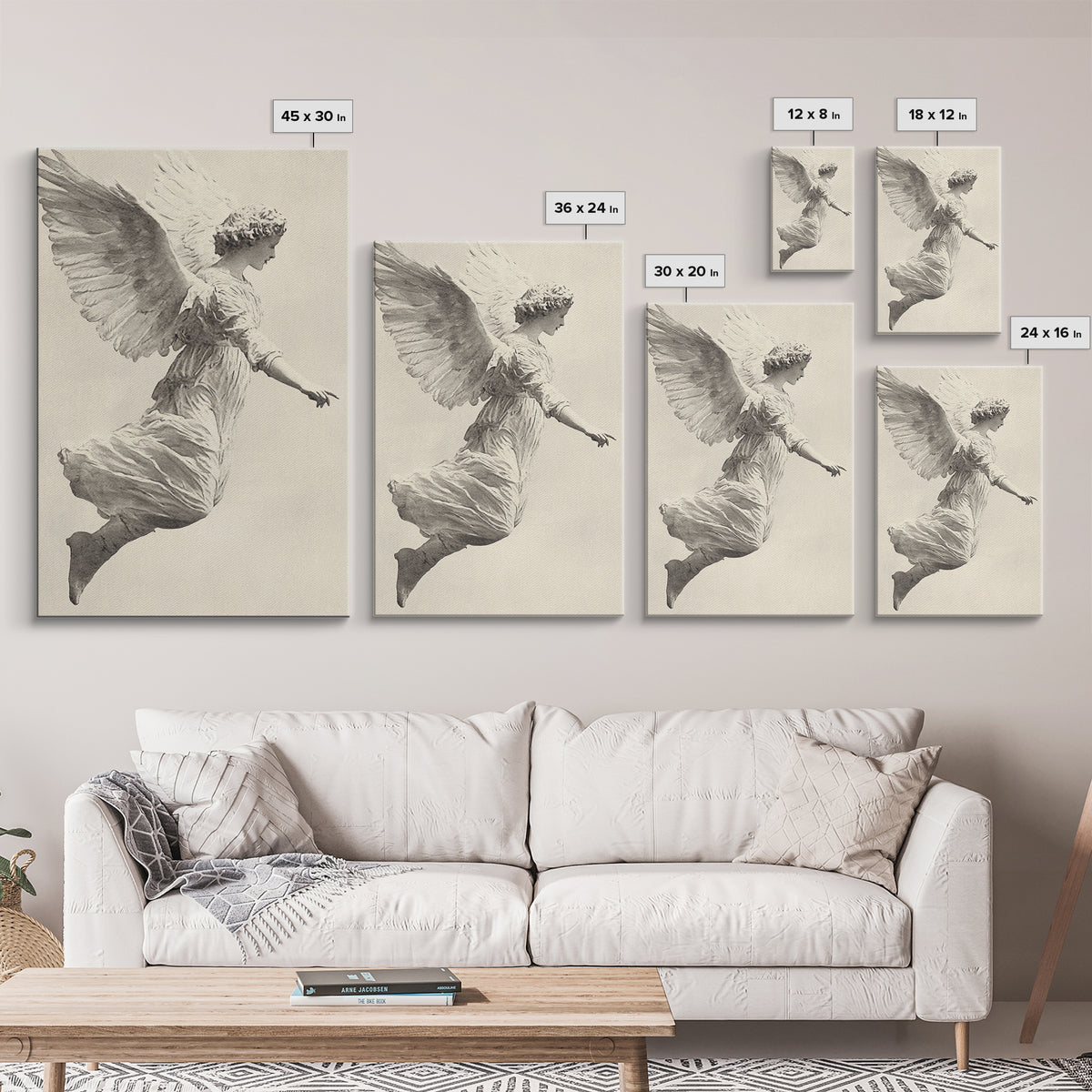 Christmas Angel Canvas Print - Framed Canvas - Minimalist Christmas Art - Boho Christmas Art - Rustic Christmas Art