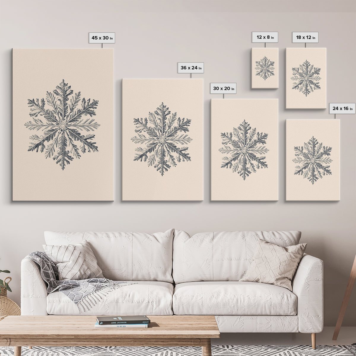 Snowflake Canvas Print - Framed Canvas - Minimalist Christmas Art - Boho Christmas Art - Rustic Christmas Art - Winter Decor - Winter Art