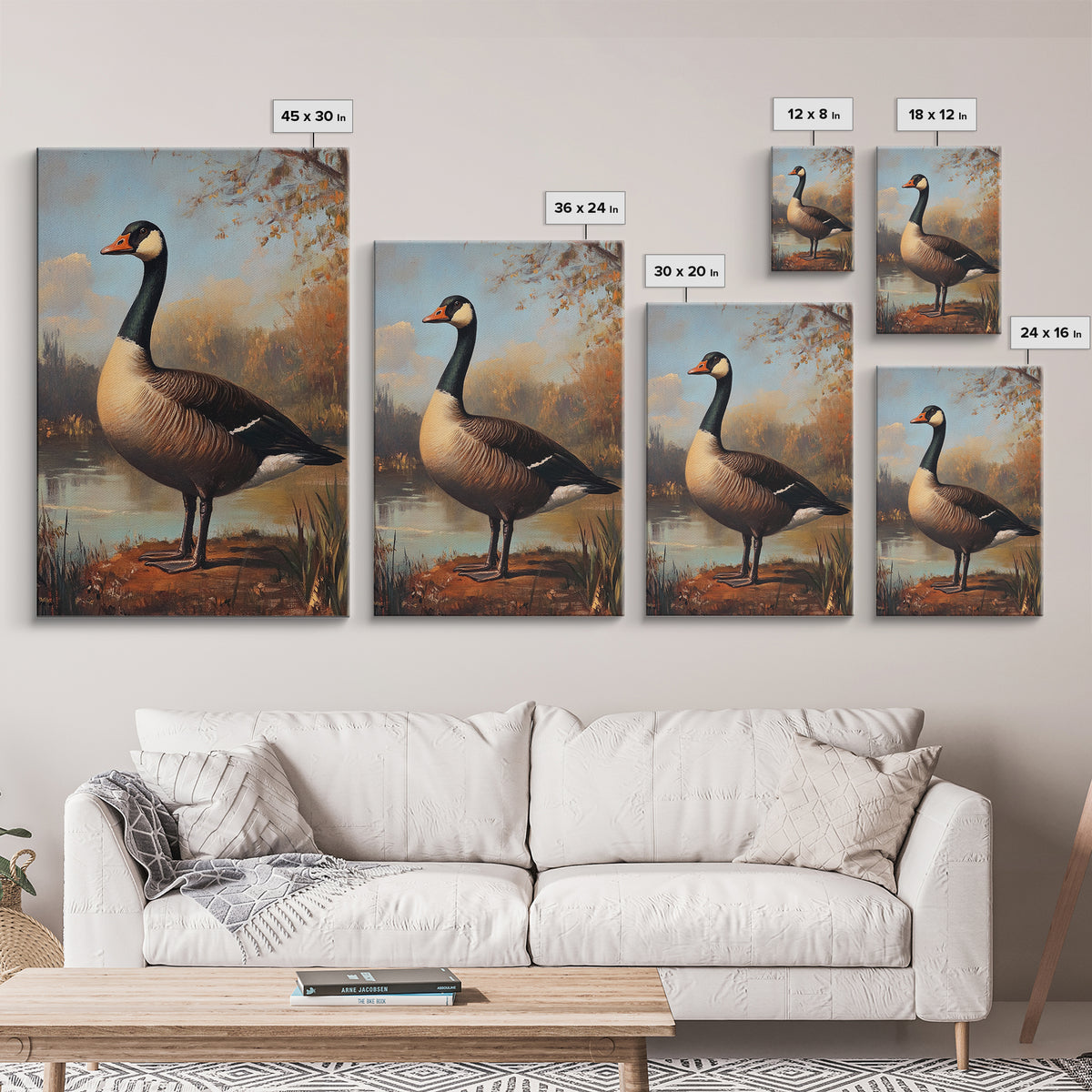 Rustic Cabin Wall Art, Goose Painting Framed Canvas Print, Rustic Farmhouse Wall Art, Guest Room Decor, Traditional American Art