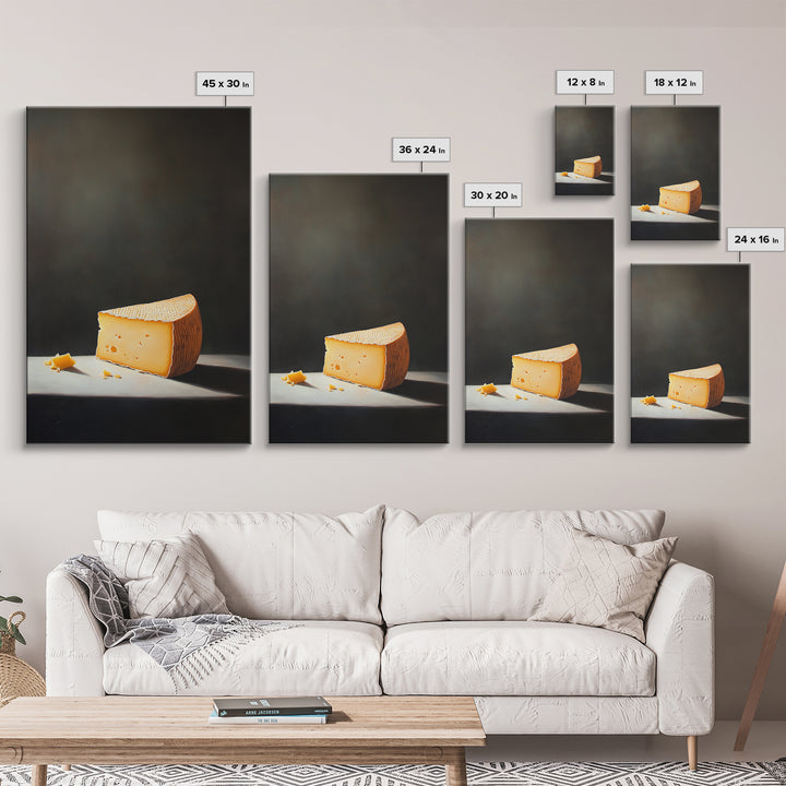 Cheese Art - Kitchen Wall Art - Framed Canvas Print - Kitchen Decor - Rustic Kitchen, Farmhouse Kitchen Wall Art - Cheese Oil Painting