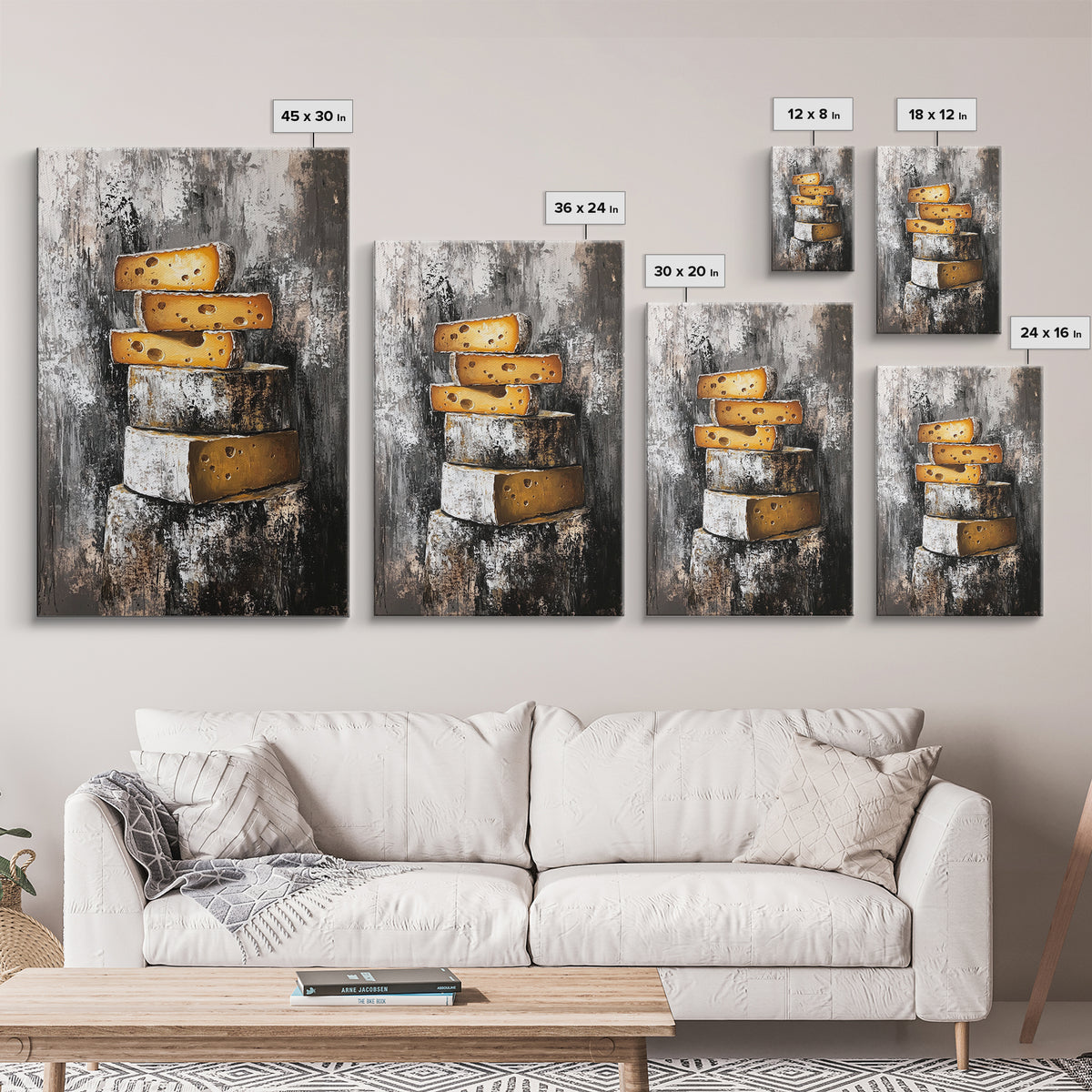 Stack Of Cheese Painting Print - Victorian Still Life Oil Painting of Cheese Rustic Farmhouse Kitchen Art - Kitchen Decor - Gift Idea For Chef