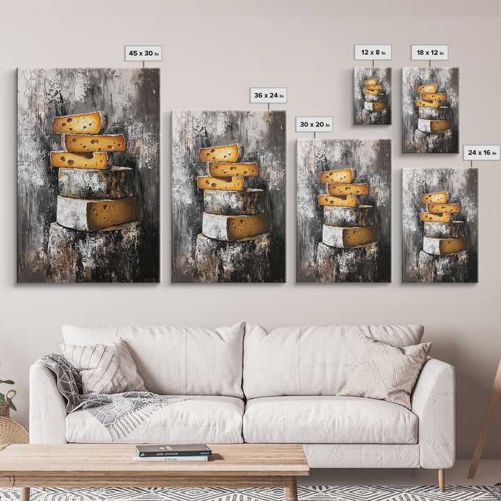 Stack Of Cheese Painting Print - Victorian Still Life Oil Painting of Cheese Rustic Farmhouse Kitchen Art - Kitchen Decor - Gift Idea For Chef