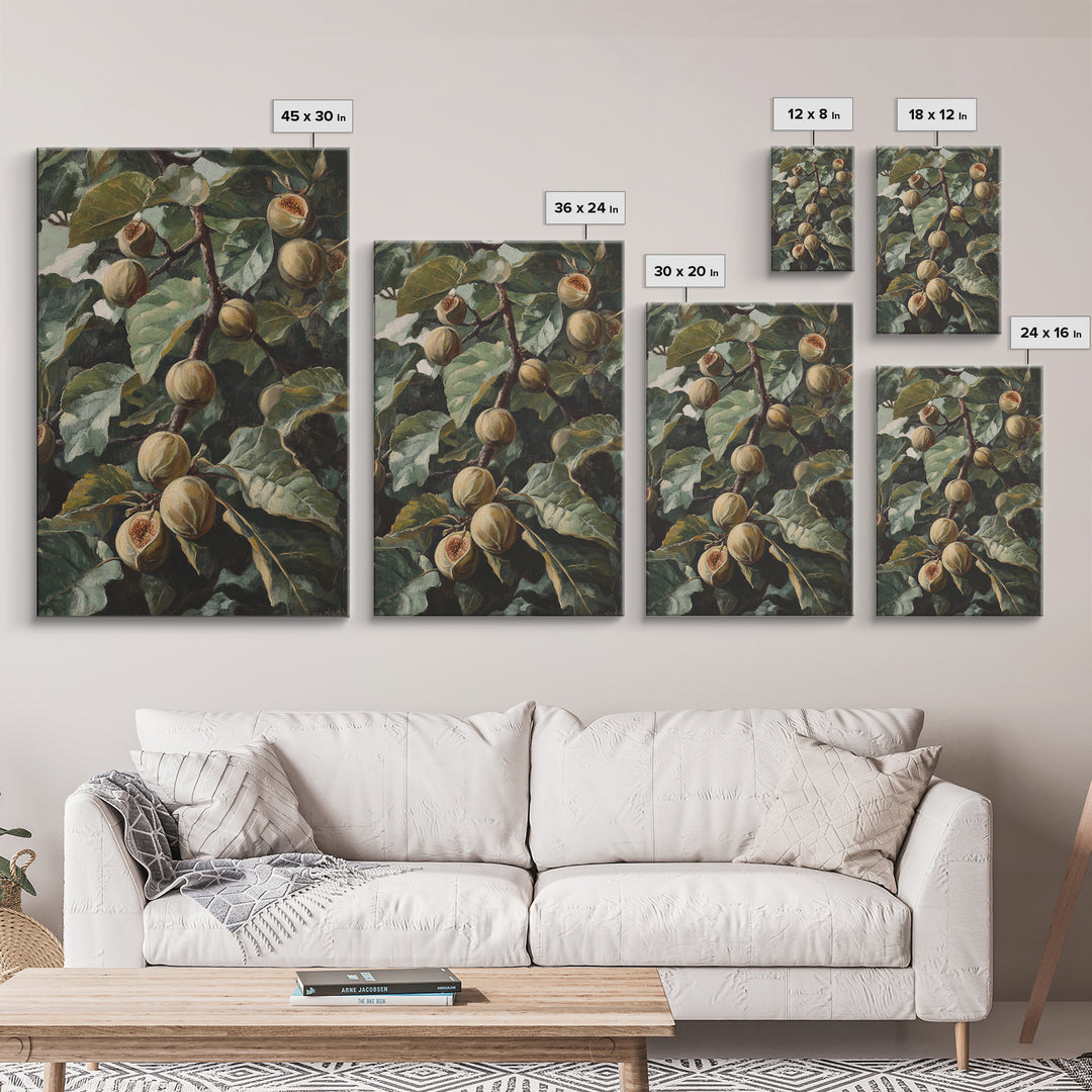 Fig Painting Print - Framed Canvas - Fig Oil Painting, Fig Painting, Kitchen Decor, Rustic Farmhouse, Minimalist Home Decor