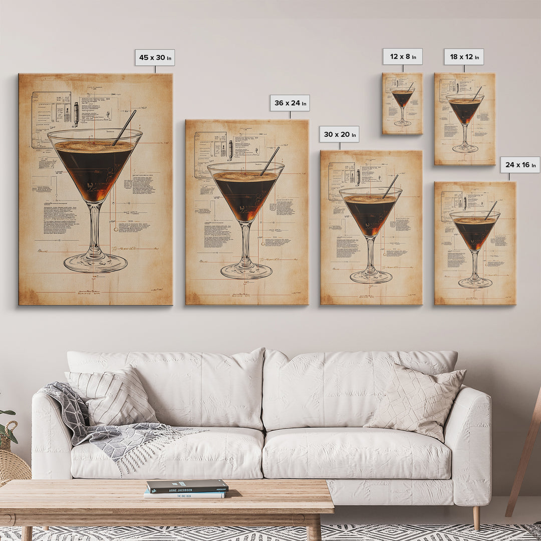 Cocktail Painting Print, Espresso Martini Wall Art, Canvas Print, Bar Decor, Bar Wall Art, Gift Idea For Martini Lover, Espresso Martini Painting