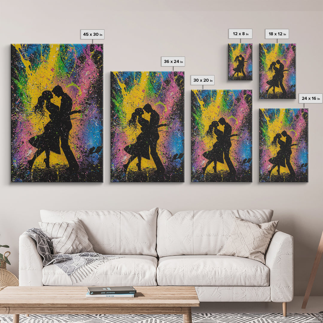 Couple Dancing Painting Canvas Print, Wood Frame Art, Couple Painting, Art For Couples, Wedding Gift, Engagement Gift Idea