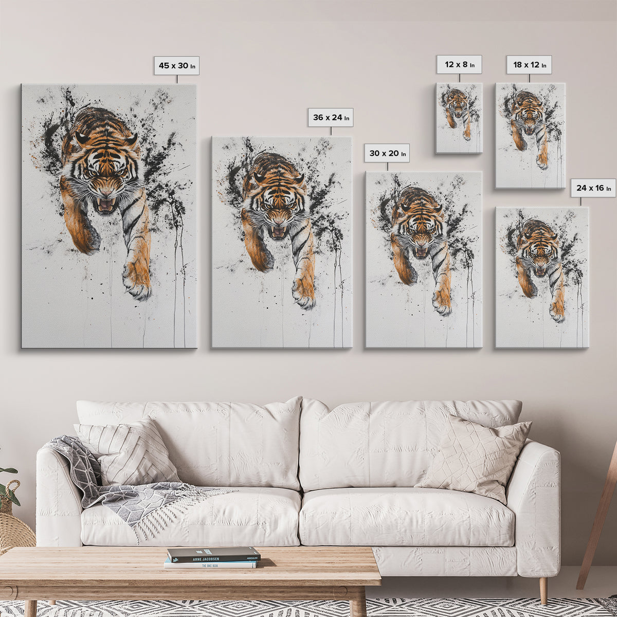 Animal Prints - Tiger Roar - Framed Canvas Print - Tiger Art - Tiger Decor -Gift For Him - Tiger Painting