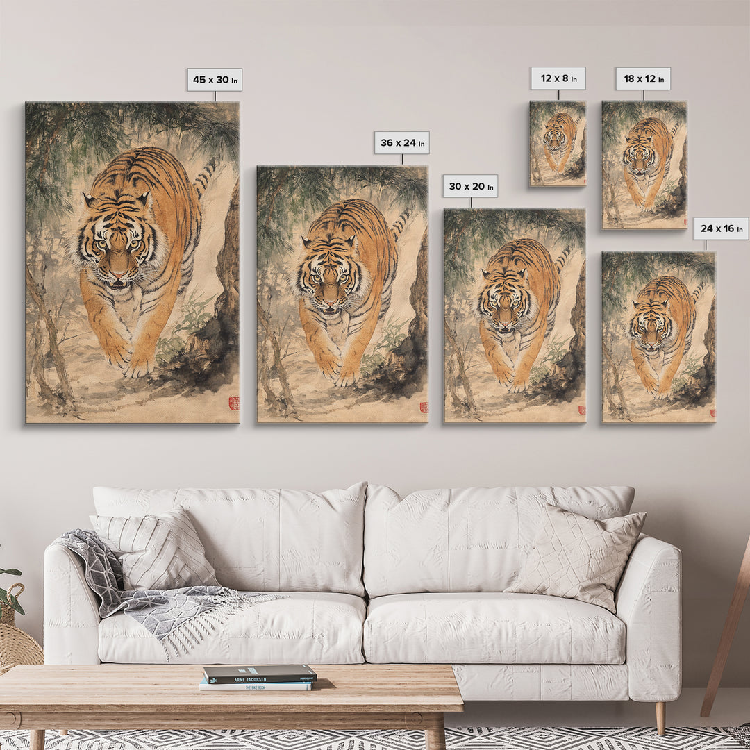 Animal Canvas Poster - Wild Animal Wall Art - Man Cave Canvas - Personalized Gift For Dad - Tiger Painting - Wabi Sabi Art - Framed Wall Art