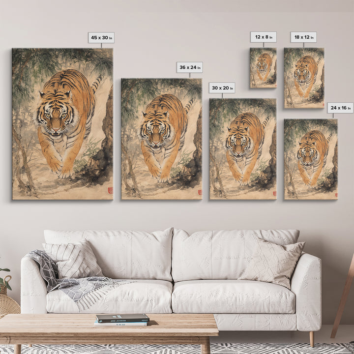 Animal Canvas Poster - Wild Animal Wall Art - Man Cave Canvas - Personalized Gift For Dad - Tiger Painting - Wabi Sabi Art - Framed Wall Art