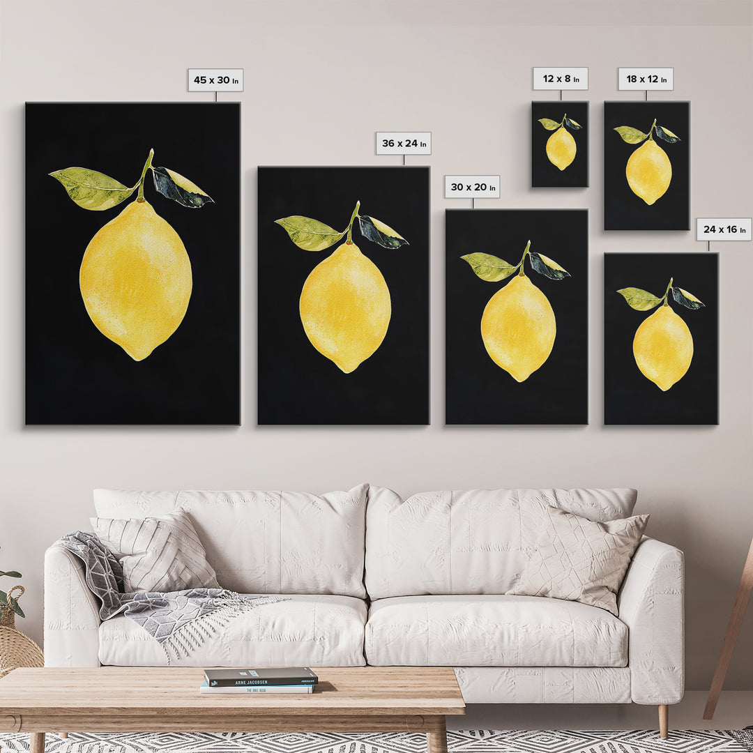 Lemon Oil Painting Print, Vintage Still Life of a Lemon, Antique Fruit Art Print, Still Life Wall Art, Lemon Painting, Framed Canvas Print