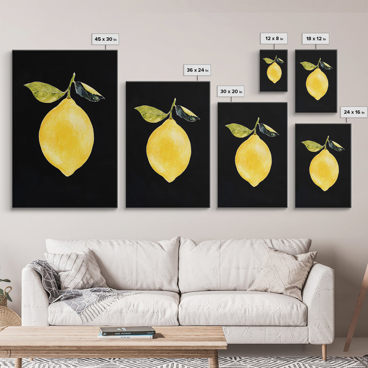 Lemon Oil Painting Print, Vintage Still Life of a Lemon, Antique Fruit Art Print, Still Life Wall Art, Lemon Painting, Framed Canvas Print